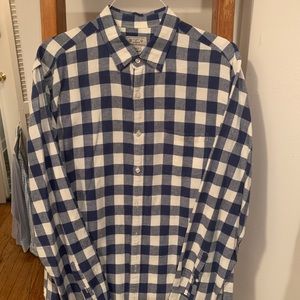 J Crew Linen/Cotton Blue Gingham Shirt, Size L